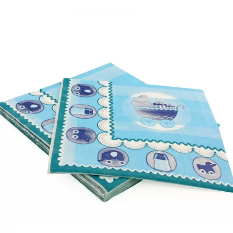 Cerf Dellier 20 Serviettes En Papier Baptême Bleu Patisdecor Discount