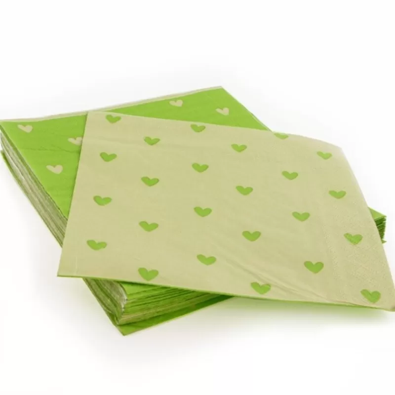 Cerf Dellier 20 Serviettes En Papier Lin Coeurs Verts Patisdecor Cheap