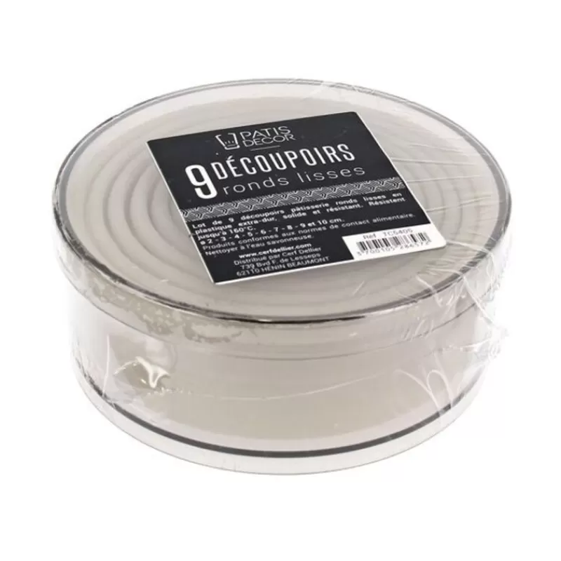 Cerf Dellier 9 Découpoirs Ronds Lisses Assortis Patisdecor