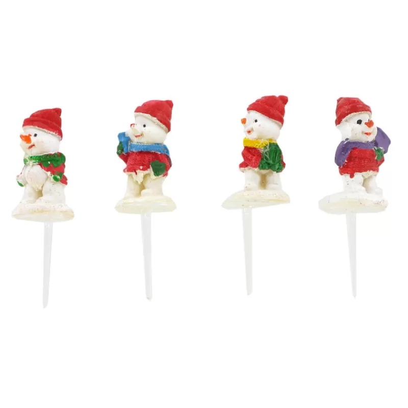 Cerf Dellier Bonshommes De Neige Noël Assortis Sur Pique (X4) Cheap