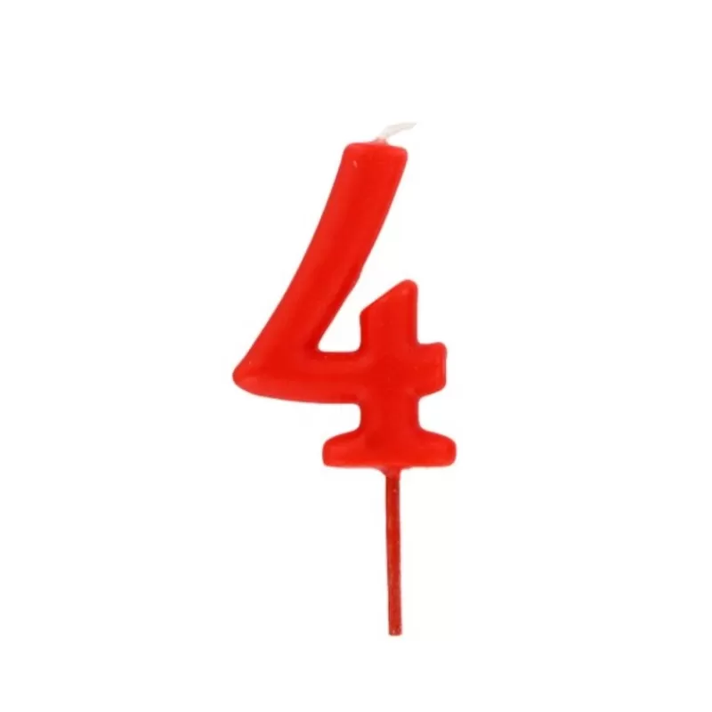 Cerf Dellier Bougie Anniversaire Chiffre 4 Rouge Patisdecor Outlet