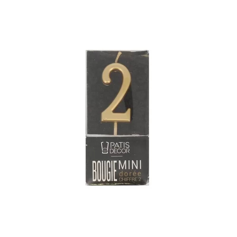 Cerf Dellier Bougie Anniversaire Doree Chiffre 2 Patisdecor Outlet