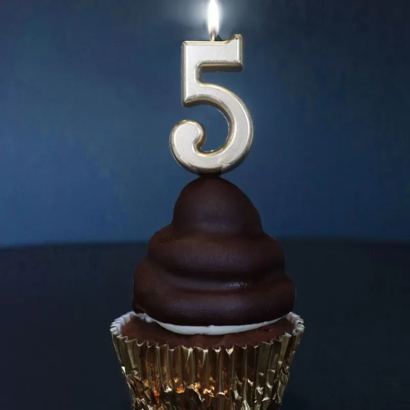 Cerf Dellier Bougie Anniversaire Doree Chiffre 5 Patisdecor Sale