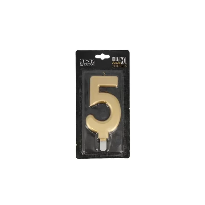 Cerf Dellier Bougie Anniversaire Doree Xxl Chiffre 5 Patisdecor Cheap