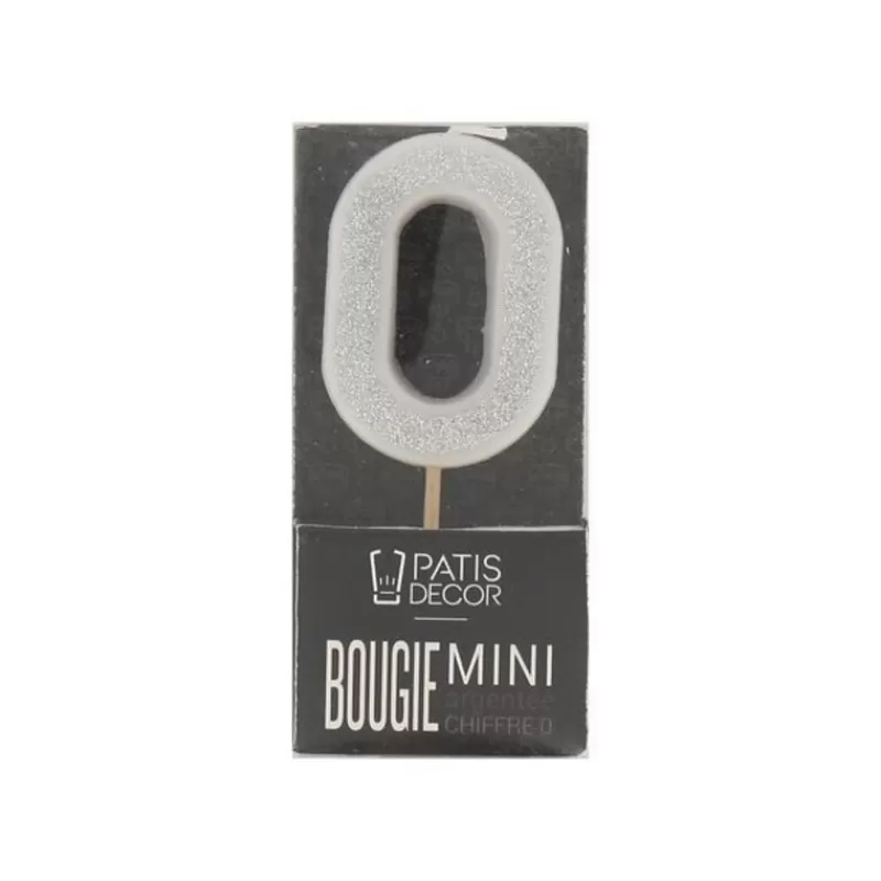 Cerf Dellier Bougie Argentee Pailletee Chiffre 0 Patisdecor Cheap