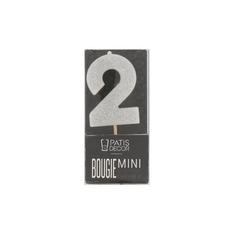 Cerf Dellier Bougie Argentee Pailletee Chiffre 2 Patisdecor Best Sale