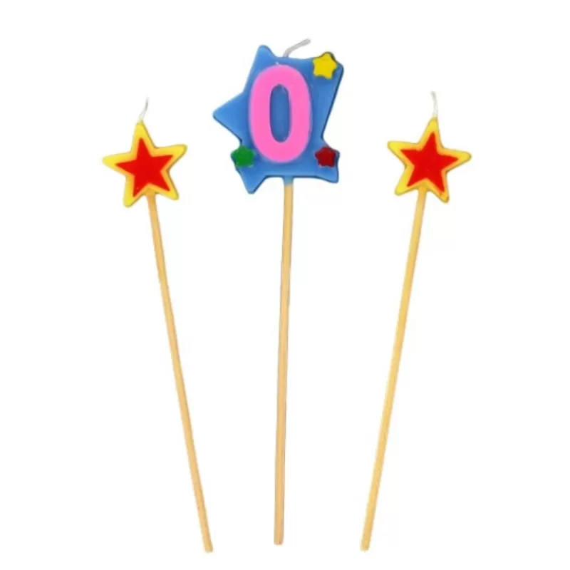 Cerf Dellier Bougies Chiffre 0 Et Etoiles Sur Piques Patisdecor Online