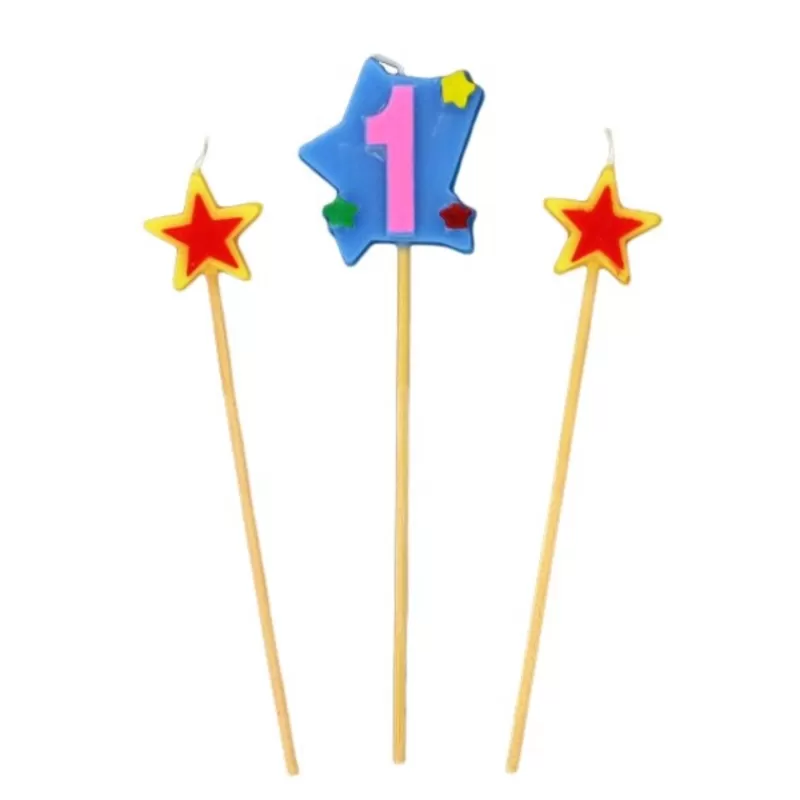 Cerf Dellier Bougies Chiffre 1 Et Etoiles Sur Piques Patisdecor Clearance