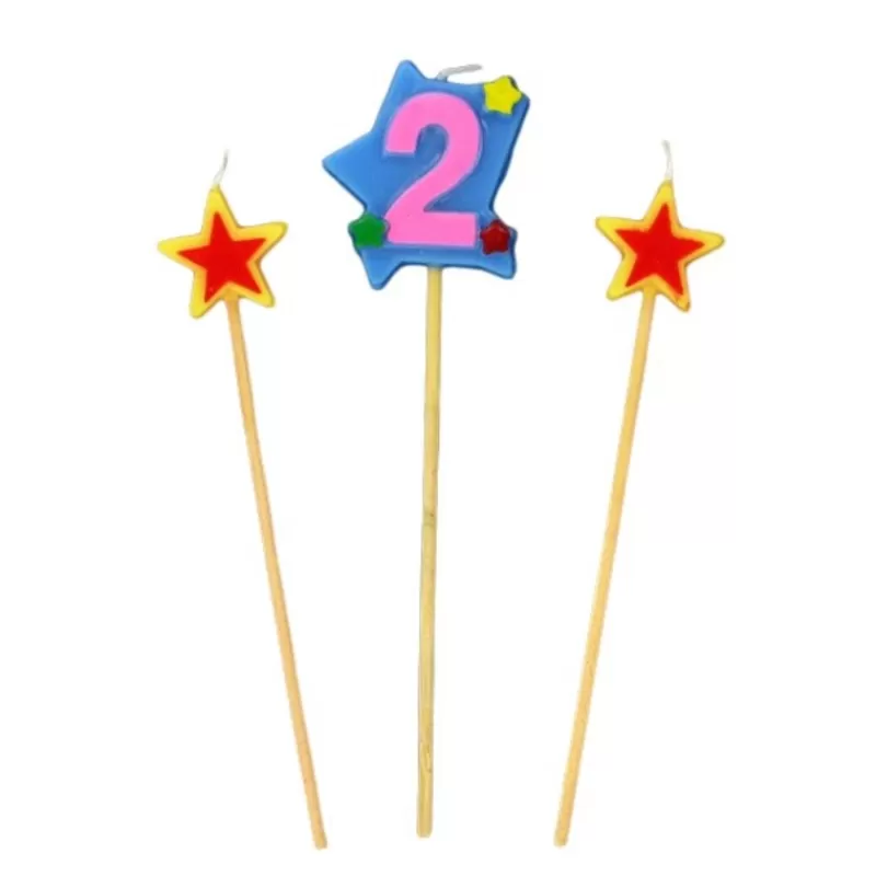 Cerf Dellier Bougies Chiffre 2 Et Etoiles Sur Piques Patisdecor Best Sale