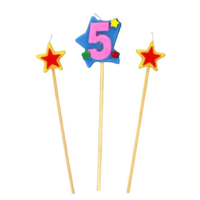 Cerf Dellier Bougies Chiffre 5 Et Etoiles Sur Piques Patisdecor Hot
