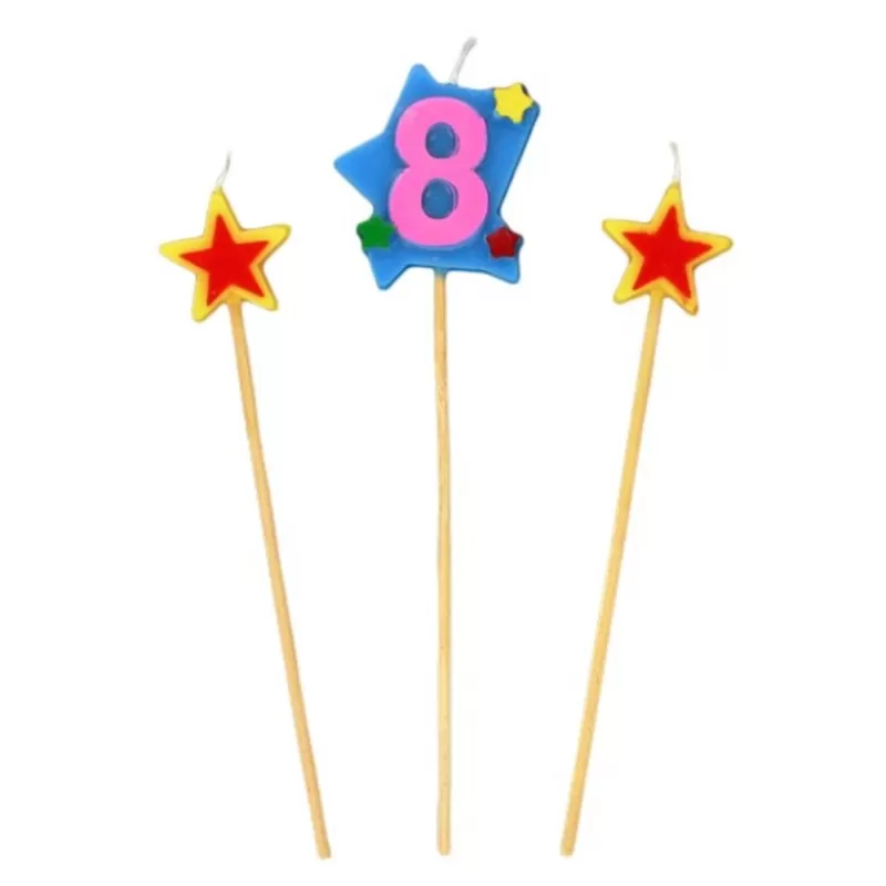 Cerf Dellier Bougies Chiffre 8 Et Etoiles Sur Piques Patisdecor Outlet