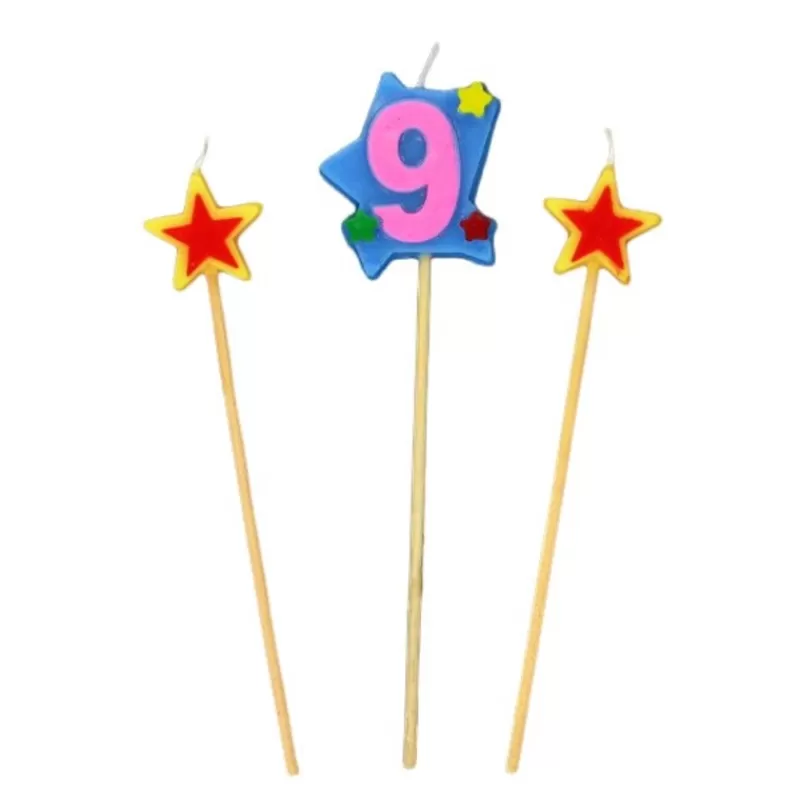Cerf Dellier Bougies Chiffre 9 Et Etoiles Sur Piques Patisdecor Hot