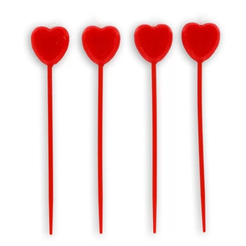 Cerf Dellier Bougies Coeurs Rouges Sur Pique Haute Patisdecor (X 4) Cheap