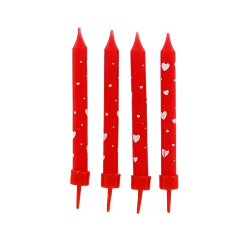 Cerf Dellier Bougies Rouges Coeurs Blancs Patisdecor (X 8) Outlet