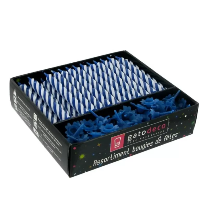 Cerf Dellier Bougies Torsadees 8 Cm Et Bobeches Roses Bleues Patisdecor (X 70) Discount