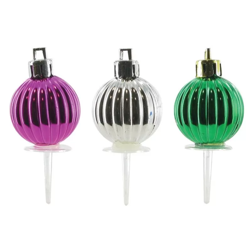 Cerf Dellier Boules De Noël Rayees Assorties Sur Pique (X50) Sale