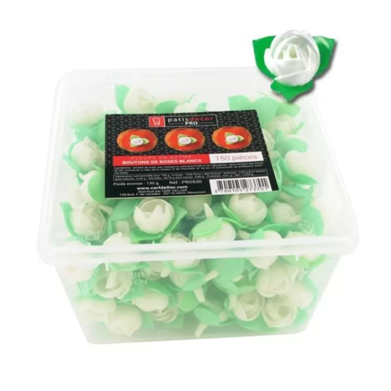 Cerf Dellier Boutons De Roses Blancs En Azyme Patisdecor Pro (X150) Shop