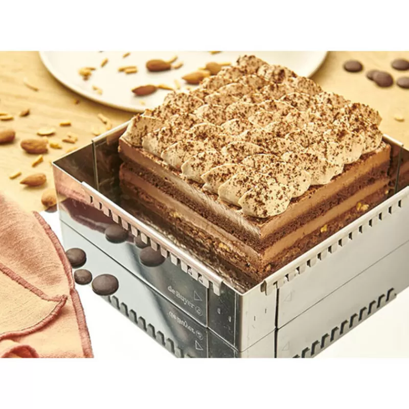 Cerf Dellier Cadre A Entremets Extensible Inox Carre 20 A 37 Cm De Buyer