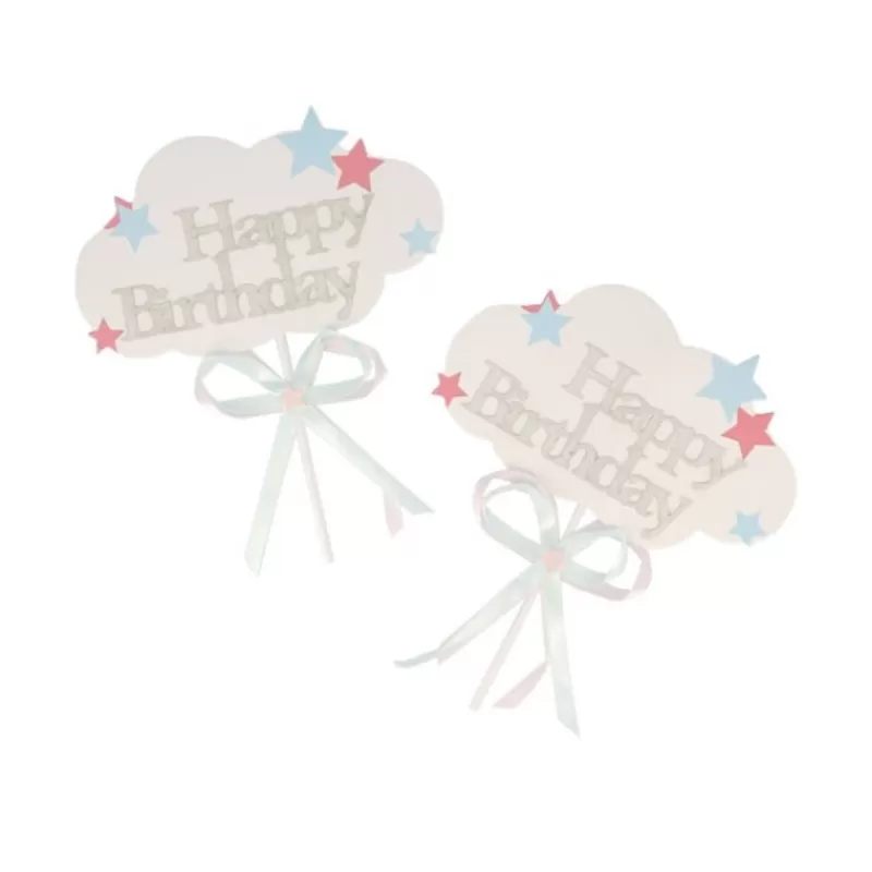 Cerf Dellier Cake Toppers Nuages Happy Birthday Patisdecor (X 2) Shop