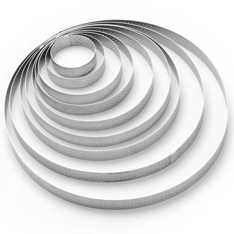 Cerf Dellier Cercle A Tarte Perfore A Bord Droit Inox H 2 Cm De Buyer
