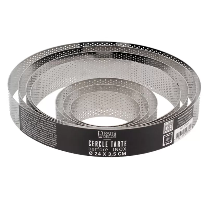 Cerf Dellier Cercle A Tarte Perfore Inox H 3,5 Cm 24 Cm Patisdecor