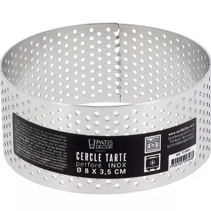 Cerf Dellier Cercle A Tarte Perfore Inox H 3,5 Cm 8 Cm Patisdecor