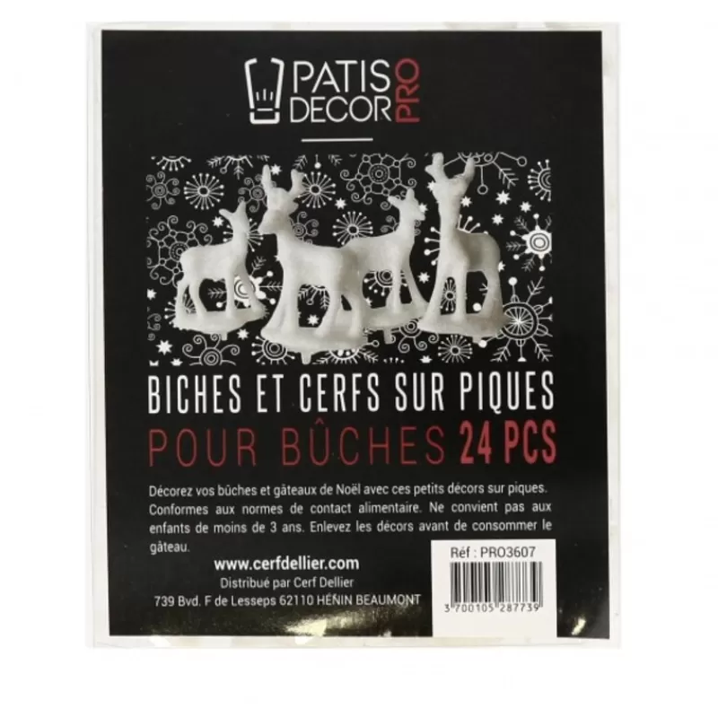 Cerf Dellier Cerf Et Biche Blancs Sur Pique Patisdecor Pro (X24) Cheap