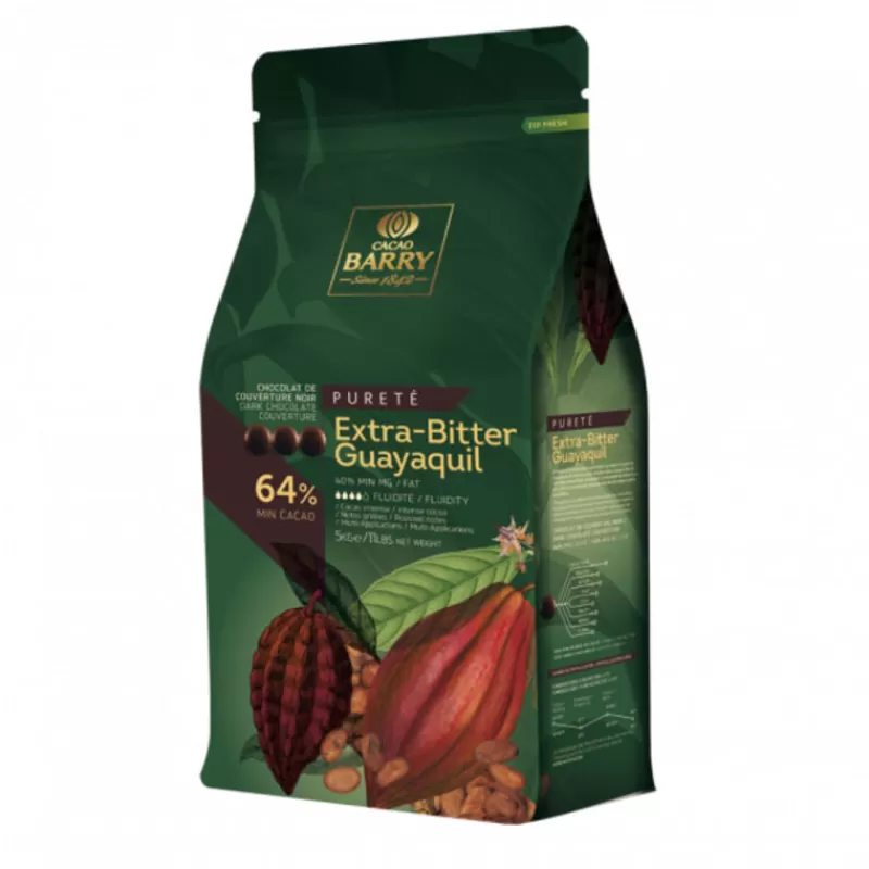 Cerf Dellier Chocolat De Couverture Noir Extra Bitter Guayaquil 64 % 5 Kg