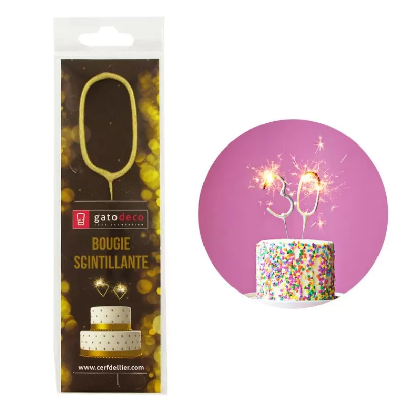 Cerf Dellier Cierge Magique Dore Chiffre 0 / Lettre O Patisdecor Best Sale