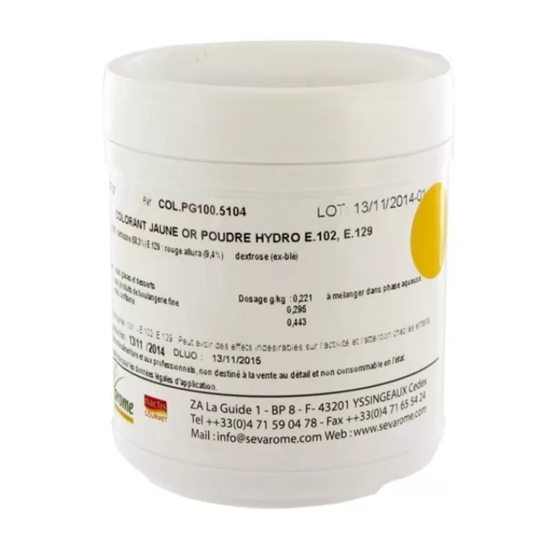 Cerf Dellier Colorant Poudre Alimentaire Jaune Or 100 G
