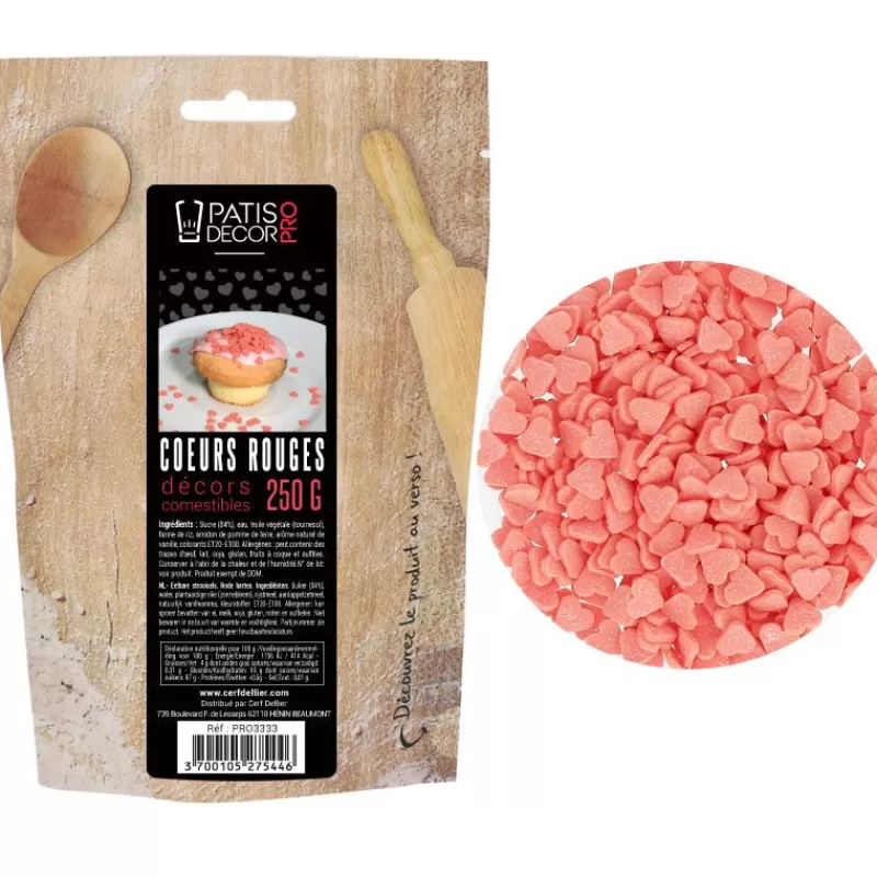 Cerf Dellier Décors Coeurs Rouges Comestibles Patisdecor Pro 250 G Clearance