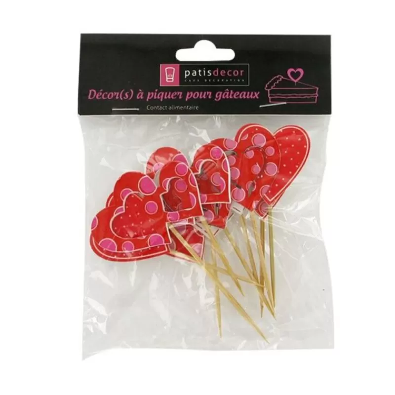 Cerf Dellier Décors Coeurs Sur Pique En Bois (X10) Cheap