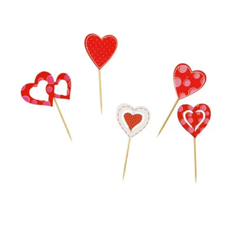 Cerf Dellier Décors Coeurs Sur Pique En Bois (X50) Best Sale