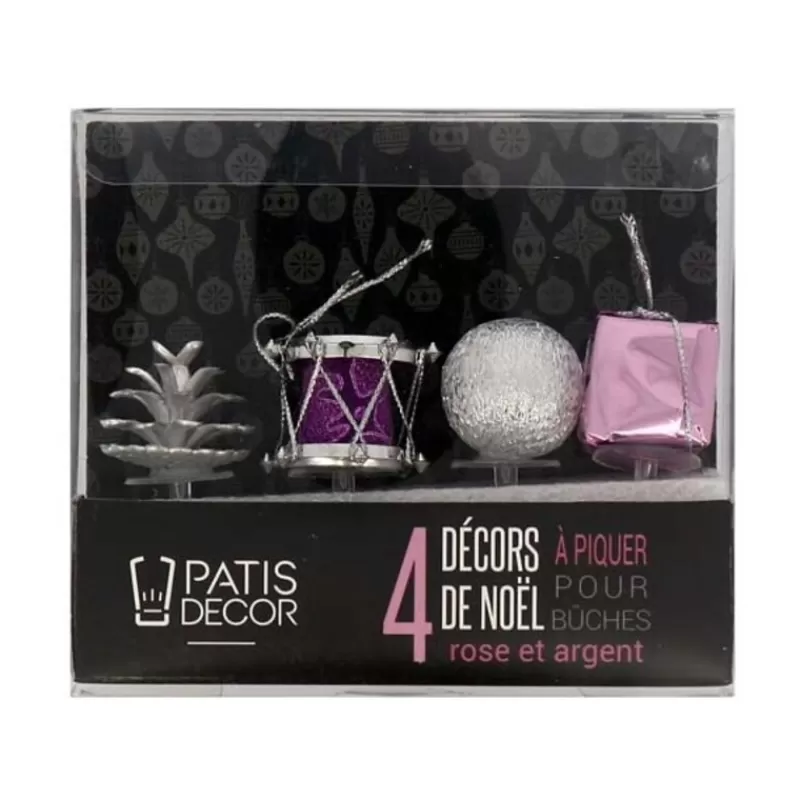 Cerf Dellier Décors De Noël Assortis Rose Argent Sur Pique (X4) Fashion