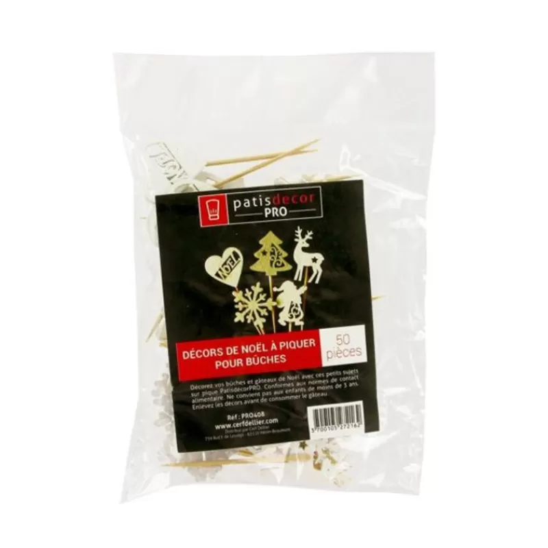 Cerf Dellier Décors De Noël En Bois Vintage Paillete (X50) Discount