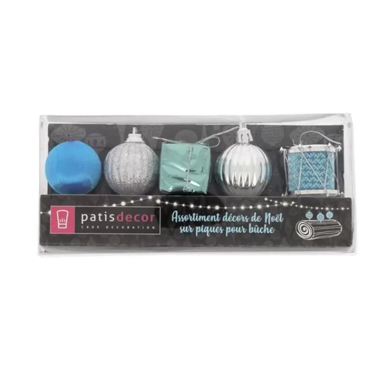 Cerf Dellier Décors De Noël Sur Pique Assortis Bleus Patisdecor (X5) Online