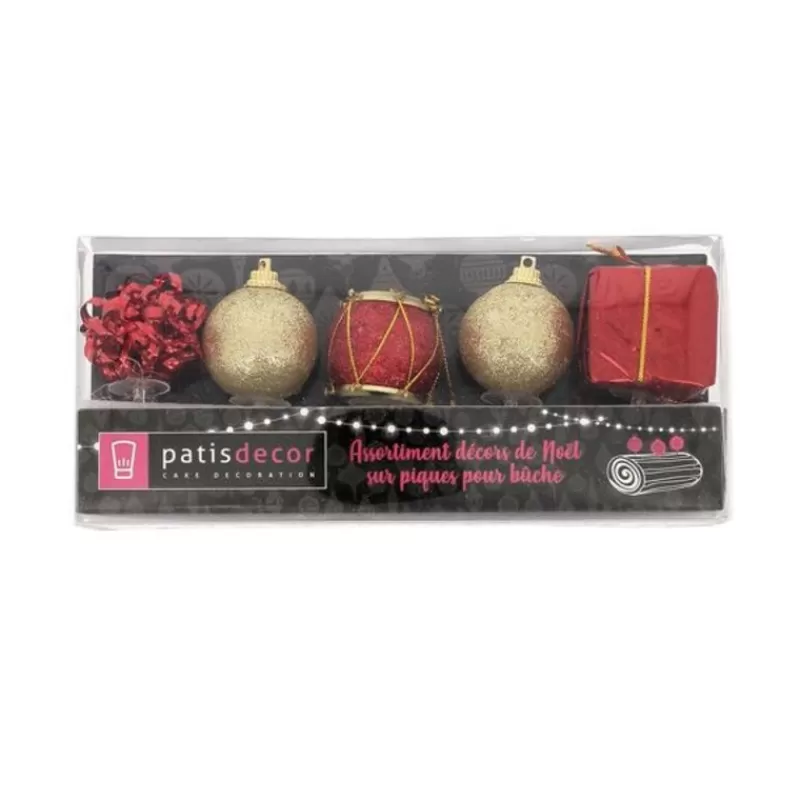 Cerf Dellier Décors De Noël Sur Pique Assortis Rouges Patisdecor (X5) Online