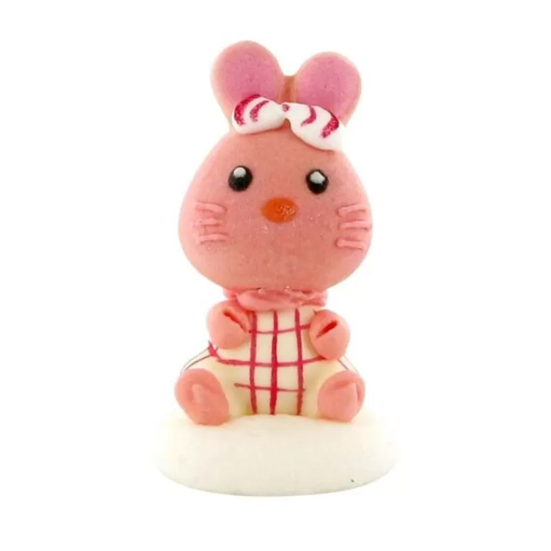 Cerf Dellier Decor Comestible Lapin Rose Assis 5,5 Cm Sale