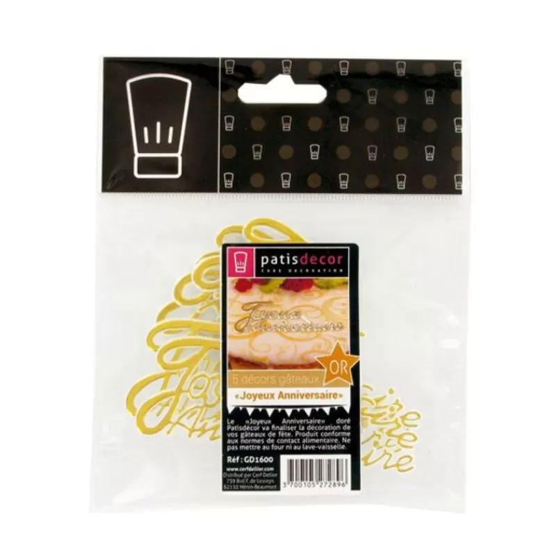 Cerf Dellier Decor Joyeux Anniversaire Or Patisdecor (X5) Best