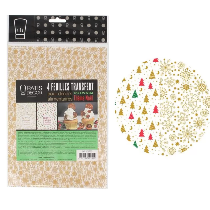 Cerf Dellier Feuilles Transfert Noël Assorties Patisdecor (X4) Clearance