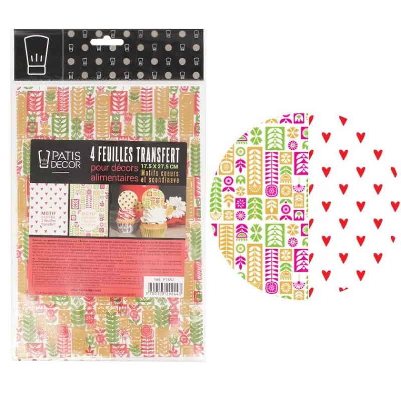 Cerf Dellier Feuilles Transfert Scandinave Et Coeurs Assorties Patisdecor (X4) Fashion