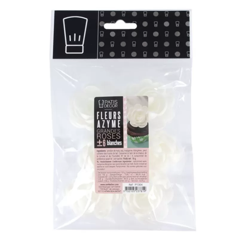 Cerf Dellier Grandes Roses Blanches En Azyme Patisdecor (X6) Discount