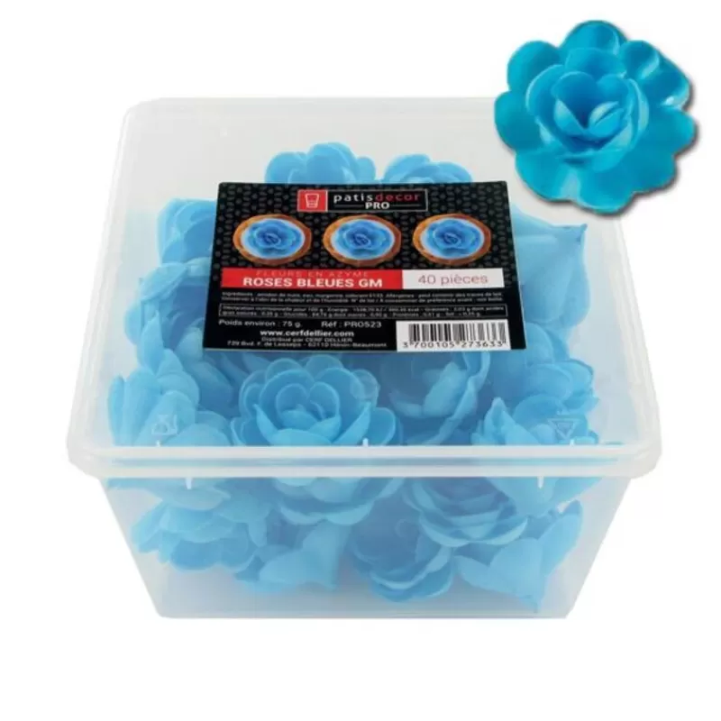 Cerf Dellier Grandes Roses Bleues En Azyme Patisdecor Pro (X40) Best