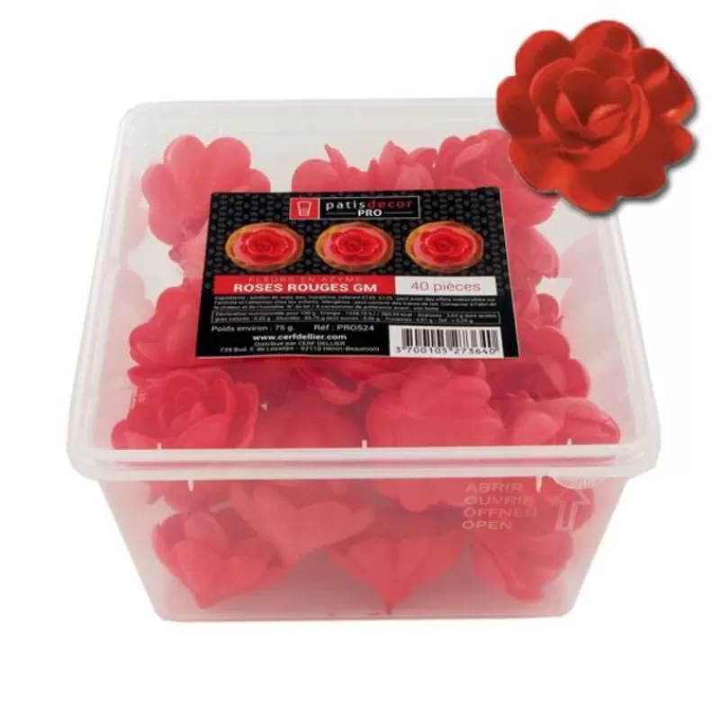 Cerf Dellier Grandes Roses Rouges En Azyme Patisdecor Pro (X40) Cheap