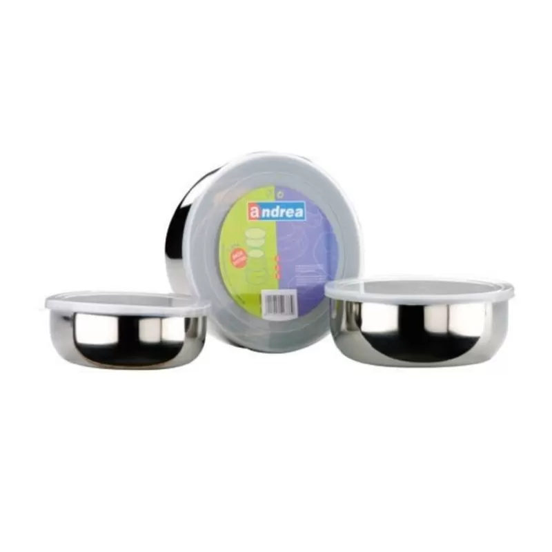 Cerf Dellier Lot De 3 Boîtes Inox Couvercle Plastique Assorties Discount