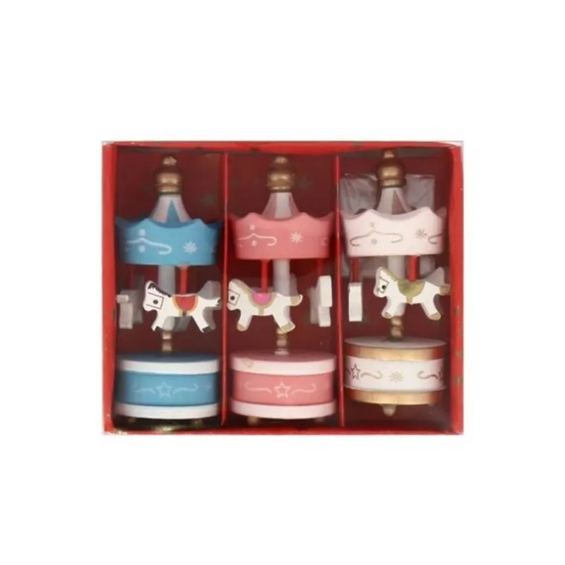 Cerf Dellier Lot De 3 Toppers Carrousel Rose Blanc Bleu Patisdecor Flash Sale
