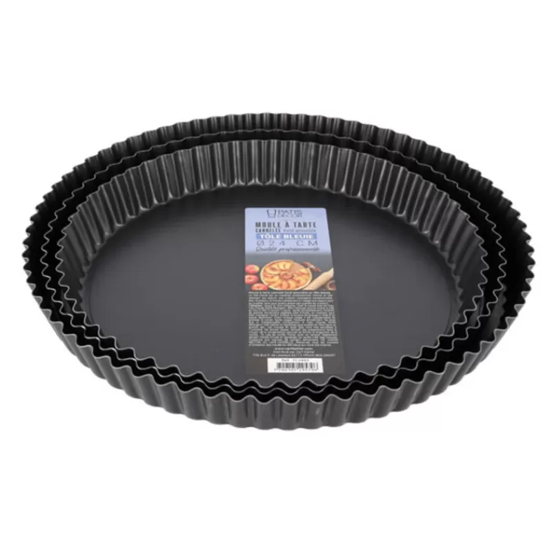 Cerf Dellier Moule A Tarte Cannelee Tole Bleuie Fond Amovible