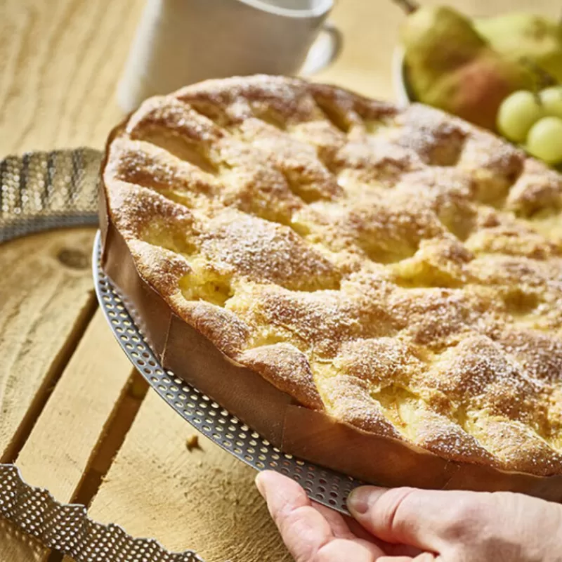 Cerf Dellier Moule A Tarte Inox Perfore Et Cannele Fond Amovible De Buyer