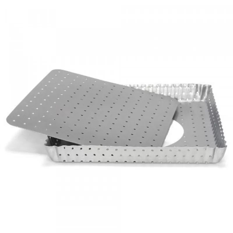 Cerf Dellier Moule A Tarte Rectangulaire Antiadhesif Perfore Avec Fond Amovible
