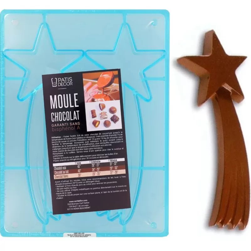 Cerf Dellier Moule Chocolat Etoile Filante 24 Cm Patisdecor